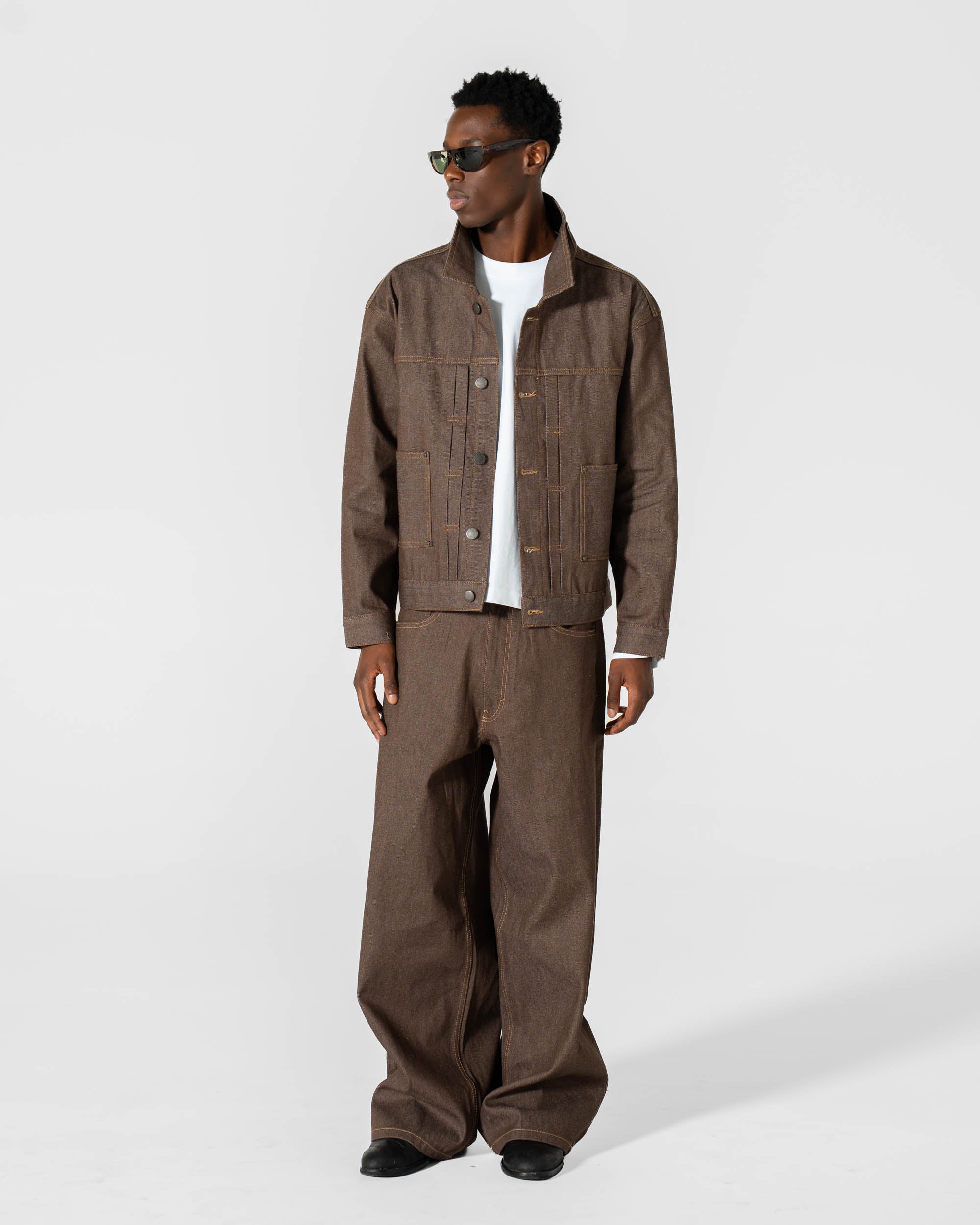 SELVEDGE DENIM JACKET BROWN